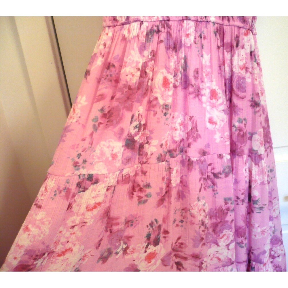 Anthropologie By The River L Smocked Floral Midi Dress Pink Cottagecore Feminine - Picture 5 of 16